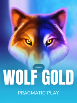 Image de la machine à sous Wolf Gold du fournisseur Pragmatic Play et ses loups réunis sous une lune dorée dans le désert
